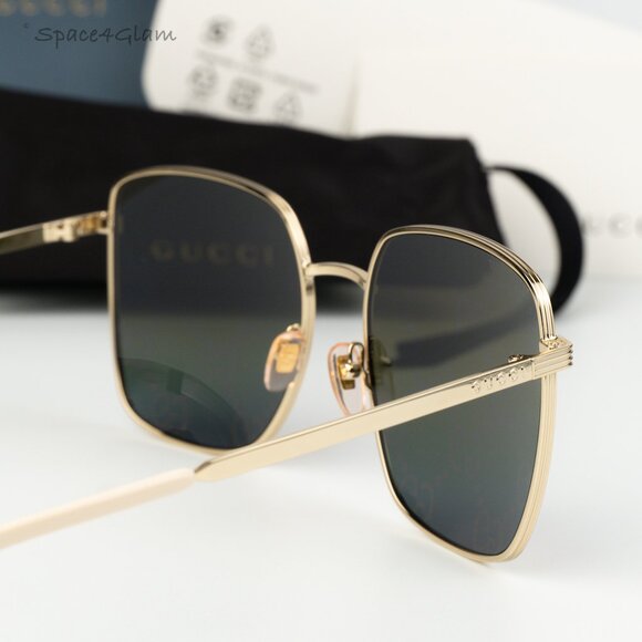 Gucci Women Sunglasses Gold Multicolor GG Pattern Mirror Square GG0802S 004 NEW main image 5